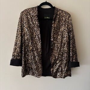 Sam Edelman Black and Gold Sequin Blazer Party Jacket Small